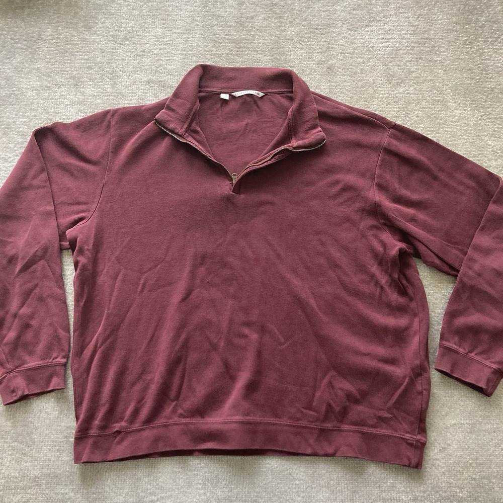 Cutter & Buck‎ 1/4 Zip Sweater Mens XXL Burgundy Cotton Golf Pullover